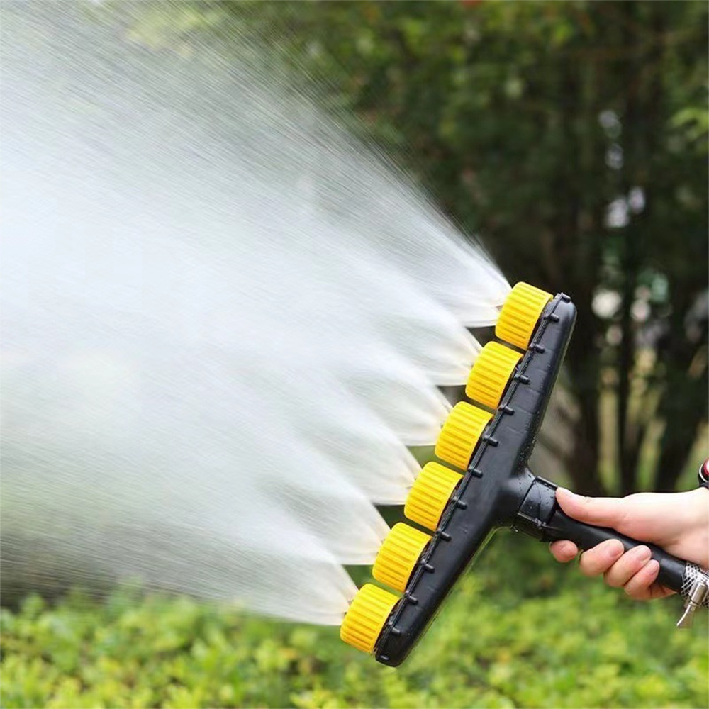 Garden Spray Nozzle with Adjustable Patterns and Trigger Lock for Hose Attachment