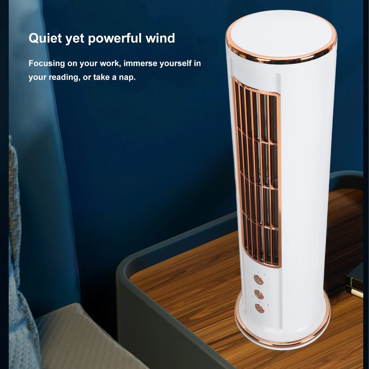 Rechargeable Bladeless Tower Fan with Oscillation and Remote Control