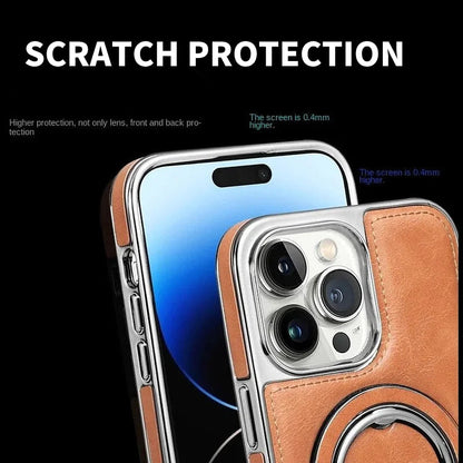 Phone Case with Textured Grip and Built In Kickstand, Magnetic Camera Protection