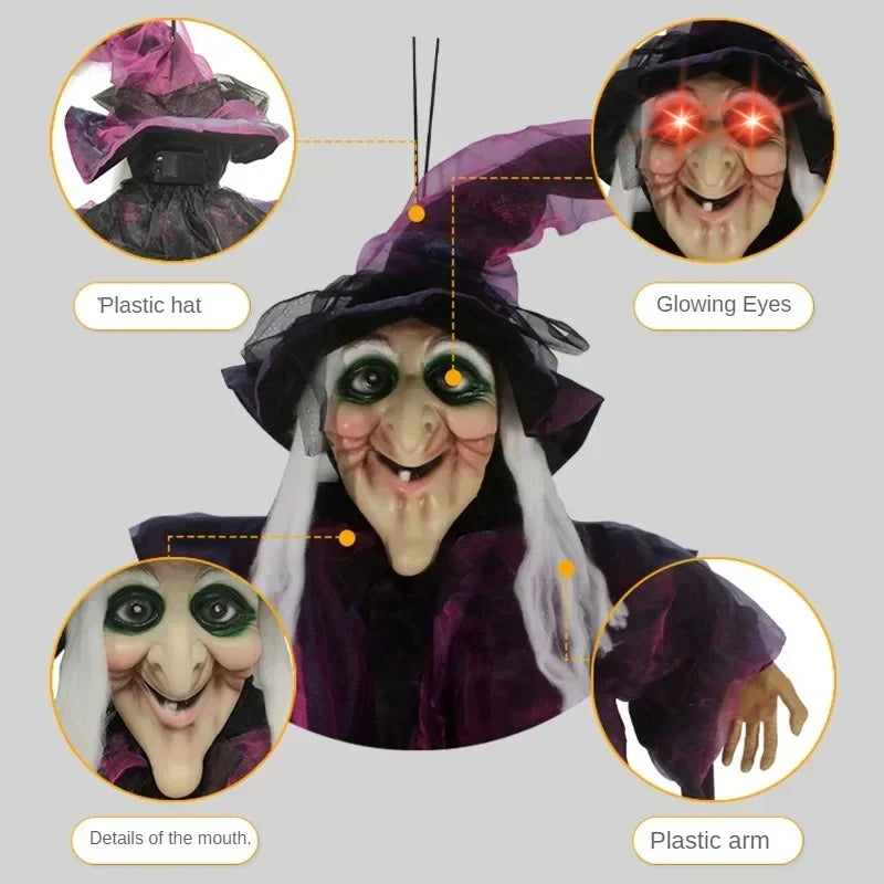 Halloween Witch Prop with Sound Effects and Glowing Red Eyes