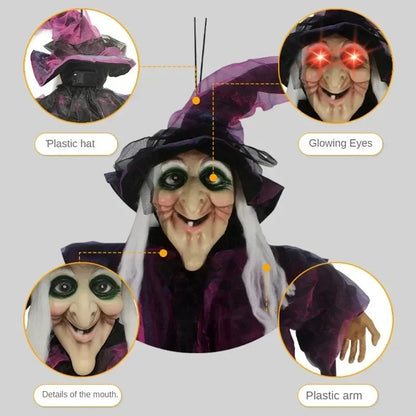 Halloween Witch Prop with Sound Effects and Glowing Red Eyes