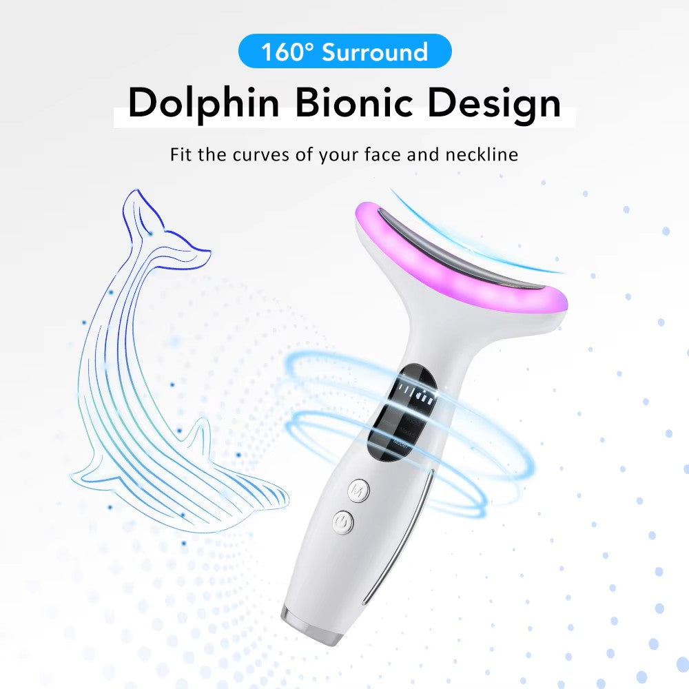 LED Face and Neck Tightening Device with Microcurrent Vibration and 7-Color Light Therapy