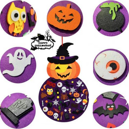 Felt Board Halloween Scene with 50 Plus Mix and Match Pieces for Kids