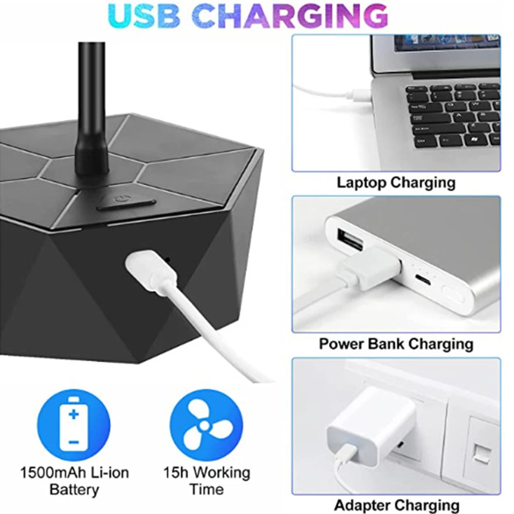Tabletop Fly Deterrent Fan with Dual Power and Retractable Design