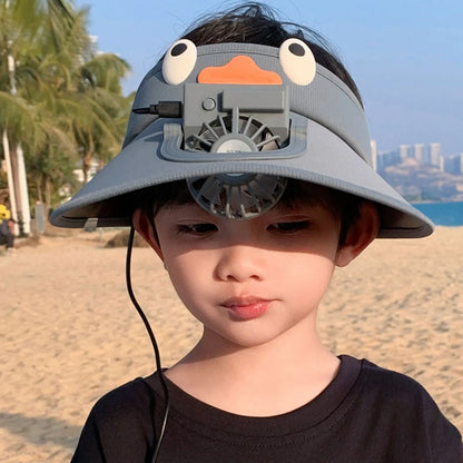 Kids Sun Visor with Built-In Cooling Fan and Adjustable Chin Strap