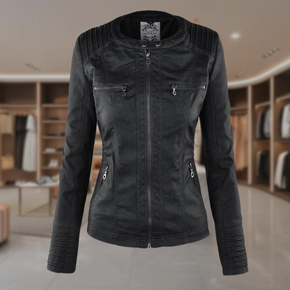 Women’s Hooded Leather Biker Jacket | Siena