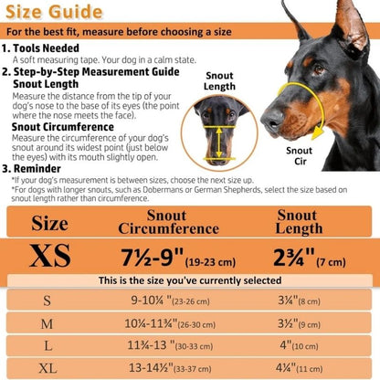 Basket Dog Muzzle with Adjustable Head Straps and Training Instructions