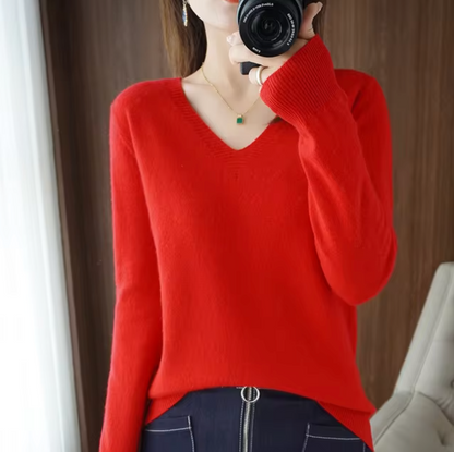 Elyra Cashmere V Neck Sweater