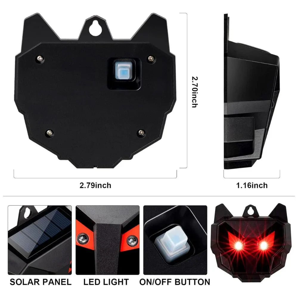 Motion Activated Solar Animal Repeller with Ultrasonic Sound and LED Light, 30ft Range 2PC