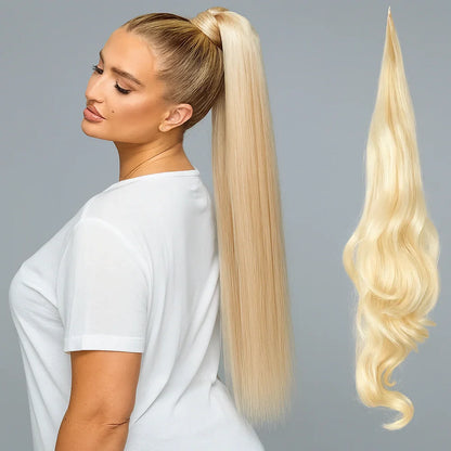 Clip-In Ponytail Extension with Wrap Around Design and Invisible Hairpins
