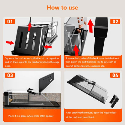 Automatic Rodent Trap Cage with Wide Entry and Clear Viewing Lid