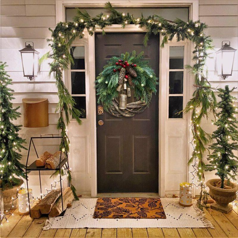 Rustic Vine Wreath with Golden Bells and Pinecones, 17 Inch