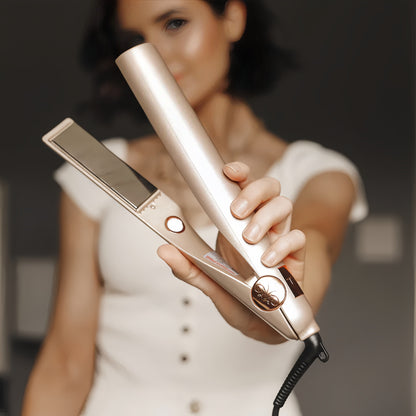 Hair Straightener and Curler with Titanium Plates and 5 Heat Settings