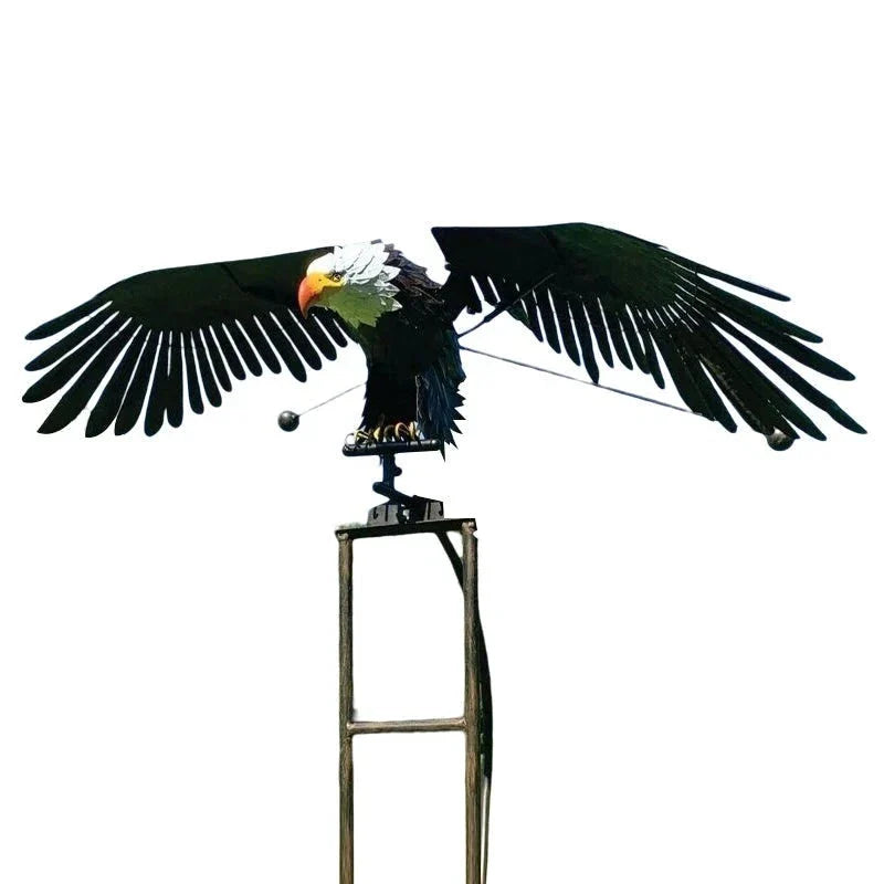 Wind Activated Metal Bird Garden Stake with Moving Wings and Bearing Joints