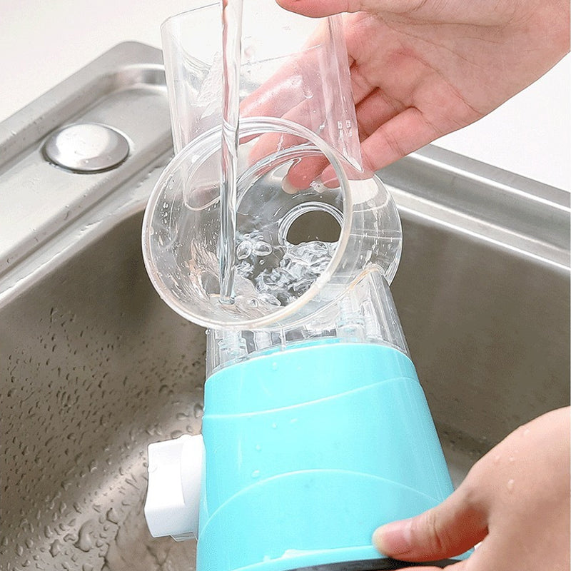 Rotary Vegetable Grater with Three Interchangeable Blades and Suction Feet