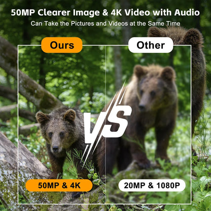 Wildlife Trail Camera with Solar Panel and 4K Video, 50MP Photos
