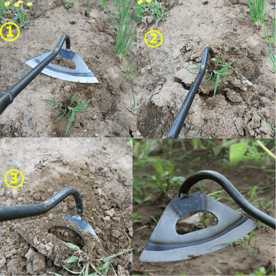 Steel Garden Hoe with Textured Grip and Extension Rod Compatible