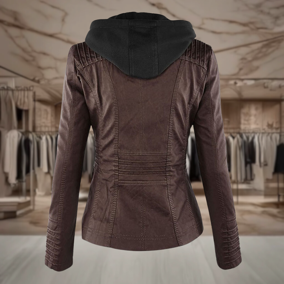 Women’s Hooded Leather Biker Jacket | Siena