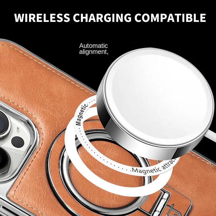Phone Case with Textured Grip and Built In Kickstand, Magnetic Camera Protection