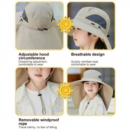 Kids Solar Powered Fan Hat with Adjustable Fit and Three Speed Cooling Fan