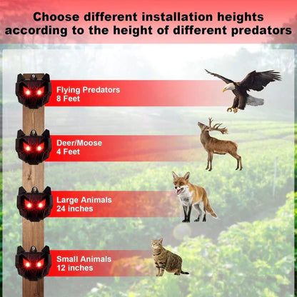 Motion Activated Solar Animal Repeller with Ultrasonic Sound and LED Light, 30ft Range 2PC
