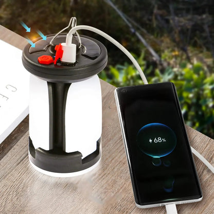 Folding Camping Lantern with Solar and USB Charging, 500 Lumens
