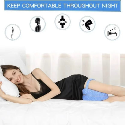 Memory Foam Knee Pillow with Hollow Airflow Channel and Adjustable Leg Strap