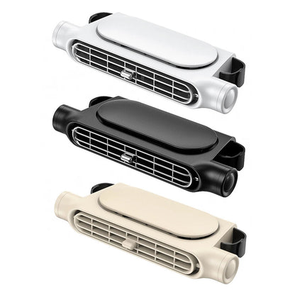 Headrest Cooling Fan with Dual Turbine Airflow and Rotating Outlets, Type C Charging
