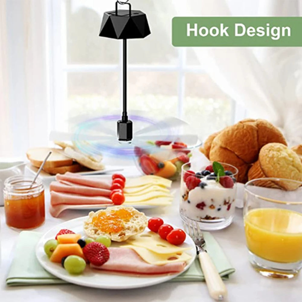 Tabletop Fly Deterrent Fan with Dual Power and Retractable Design