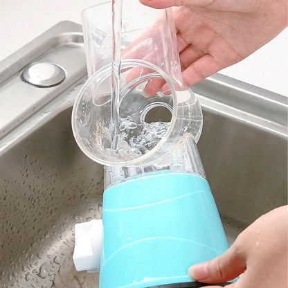 Rotary Vegetable Grater with Three Interchangeable Drums and Hand Crank