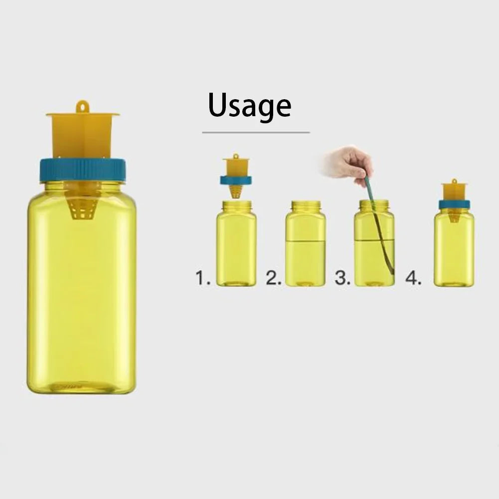 Fruit Fly Trap Bottle with Four Entry Points and Hanging Loop
