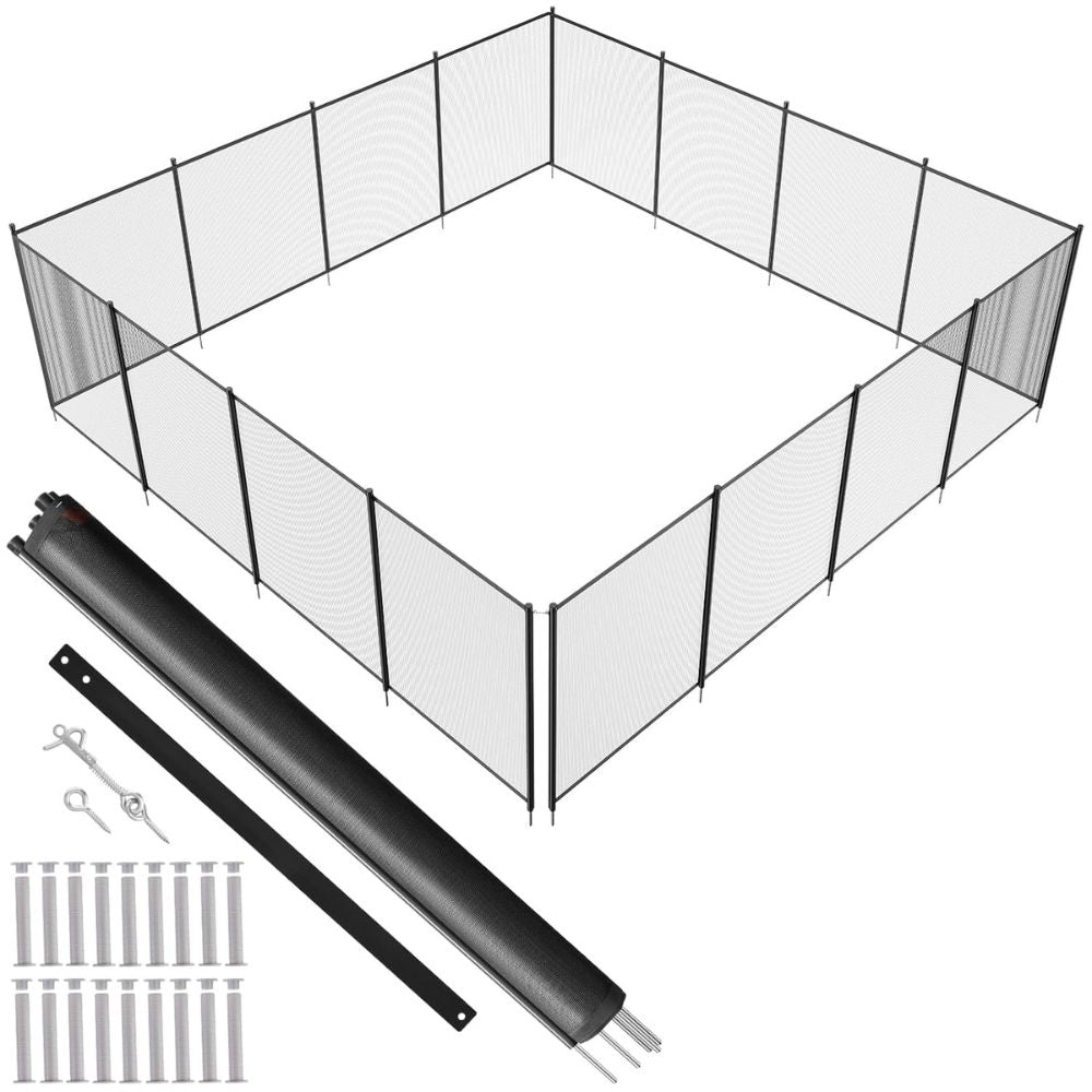 Pool Safety Fence with Removable Mesh Panels and Aluminum Poles