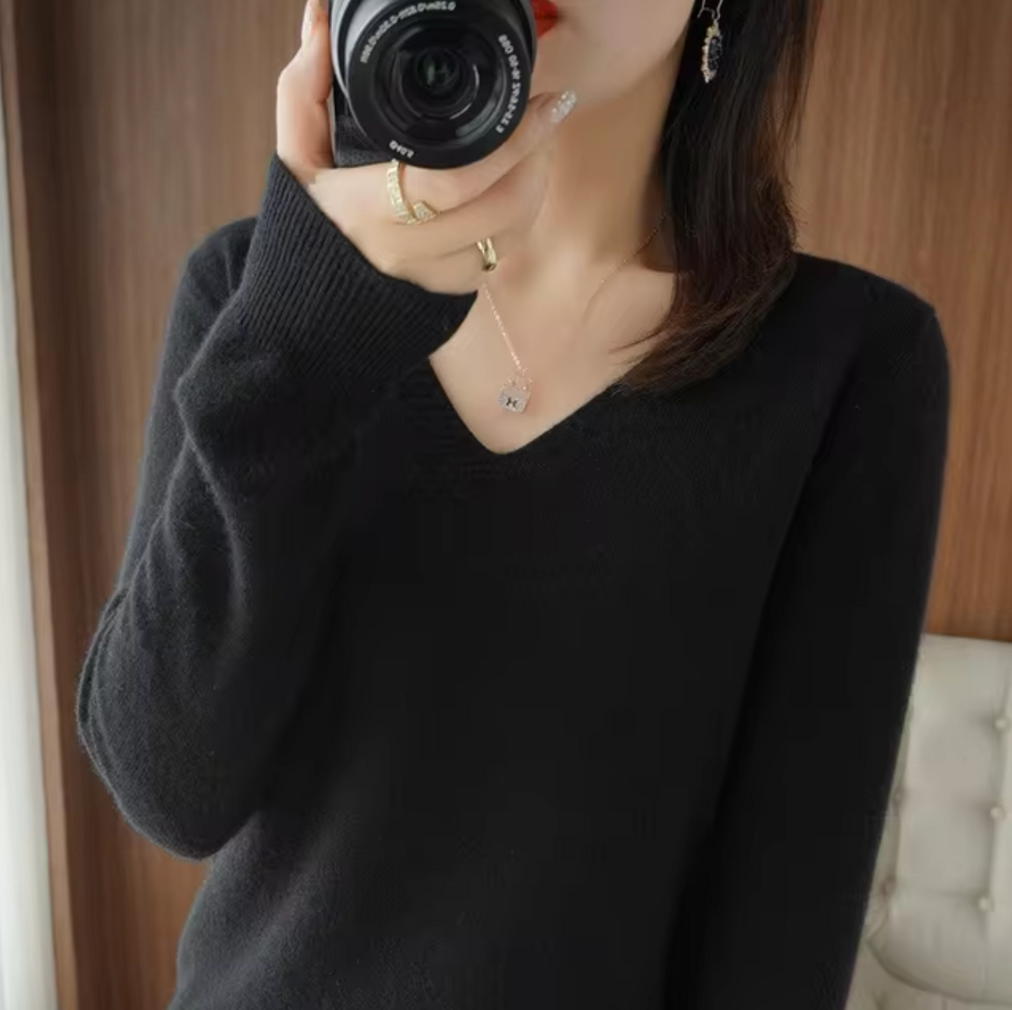Elyra Cashmere V Neck Sweater