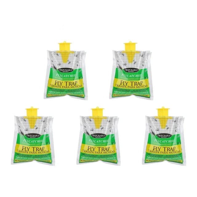 Disposable Fly Trap with Water Activated Bait and Hanging Loop
