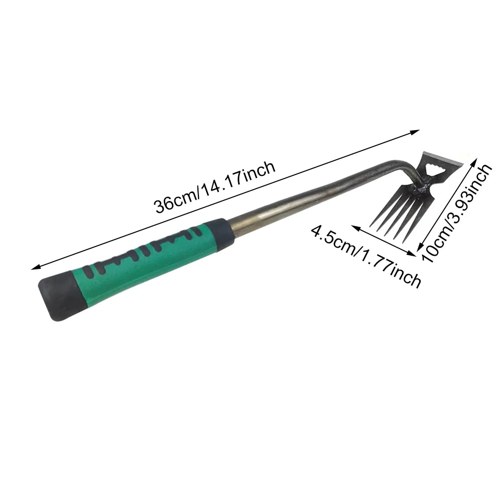 Root Extraction Garden Tool with Manganese Steel Tines and Ergonomic Handle