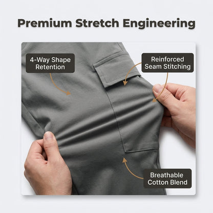 Stretch Cargo Jeans with Six Pockets and Elastane Blend, Slim Fit