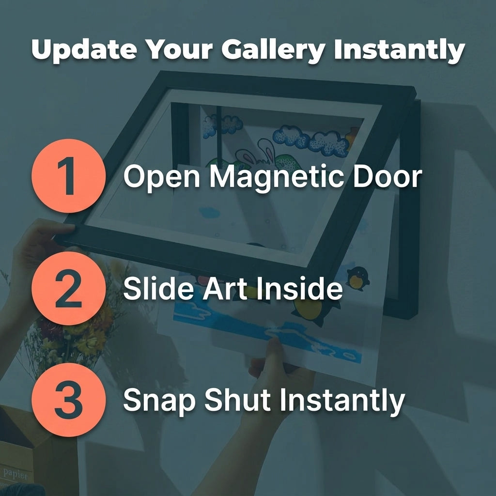 Artwork Storage Frame with Magnetic Display and 150 Drawing Capacity