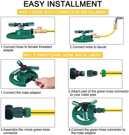 Rotating Yard Sprinkler with 36 Adjustable Nozzles and 49 Foot Coverage