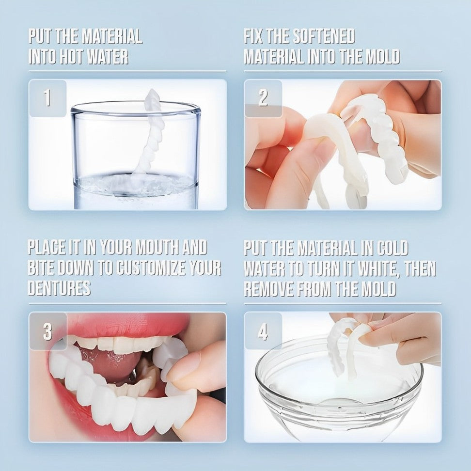 Clip On Veneers for Upper and Lower Teeth with Moldable Silicone Strip