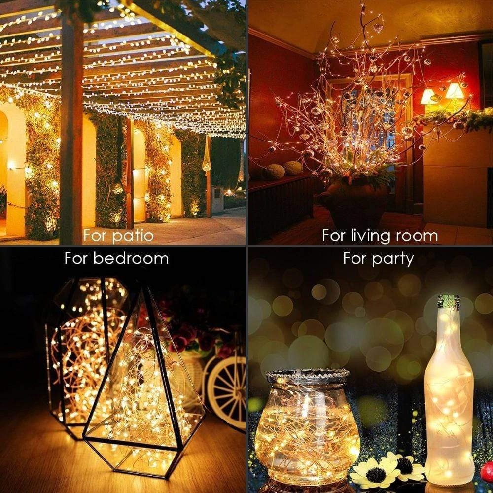 Solar String Lights Outdoor with Bendable Copper Wire and Remote Control, 164-328ft