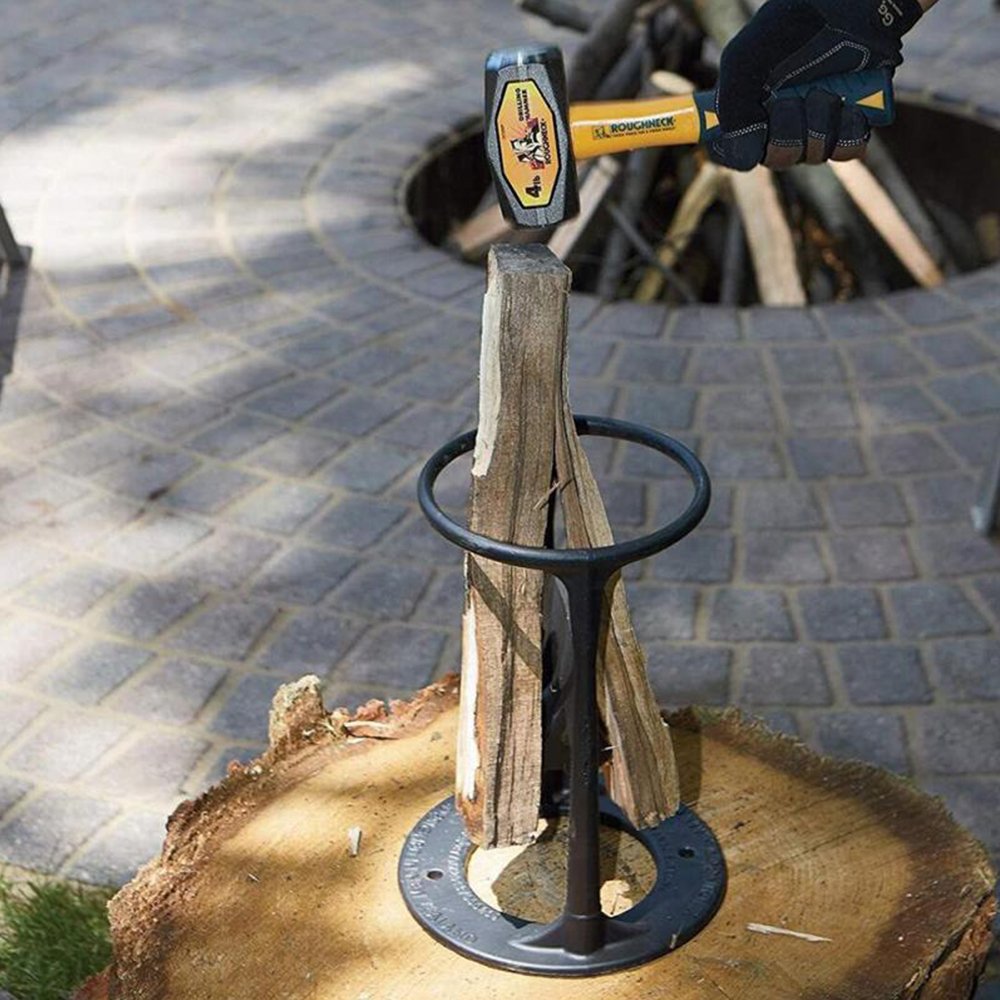 Manual Cast Iron Wood Splitter with Wedge Design for Firewood Logs