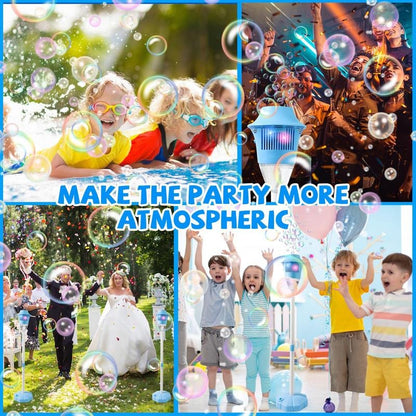 Automatic Bubble Maker with Adjustable Stand and Multiple Wands for Kids