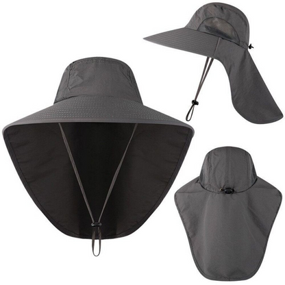 Wide Brim Fishing Hat with Breathable Mesh and Adjustable Chin Strap, Water Resistant