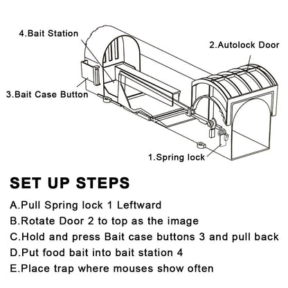 Live Catch Mouse Trap with Transparent Body and Auto-Locking Metal Door