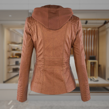 Women’s Hooded Leather Biker Jacket | Siena