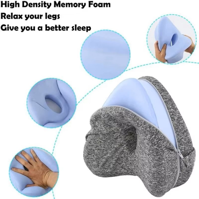 Memory Foam Knee Pillow with Hollow Airflow Channel and Adjustable Leg Strap
