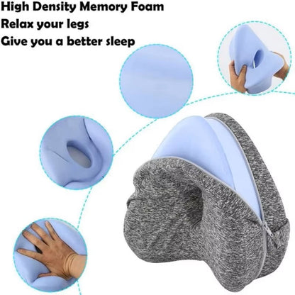 Memory Foam Knee Pillow with Hollow Airflow Channel and Adjustable Leg Strap