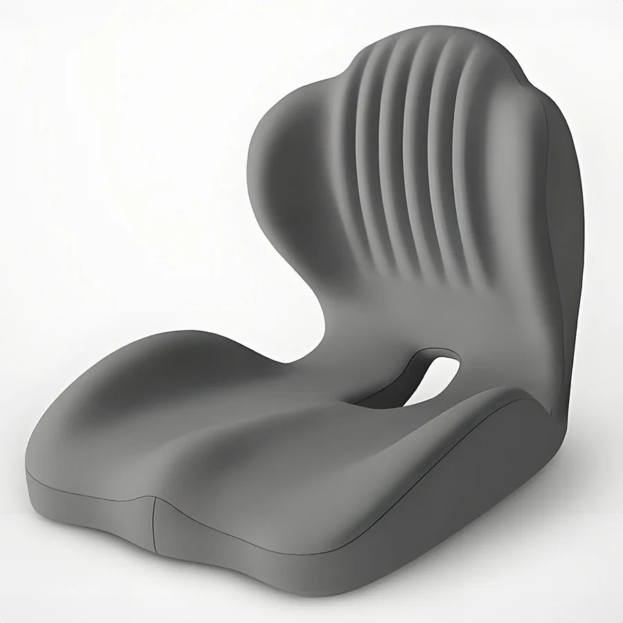 Ergonomic Memory Foam Seat Cushion with Lumbar Support – Pressure Relief, Height Boost, Universal Fit - Delicate Leather  