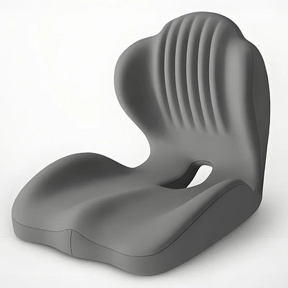 Ergonomic Memory Foam Seat Cushion with Lumbar Support – Pressure Relief, Height Boost, Universal Fit - Delicate Leather  