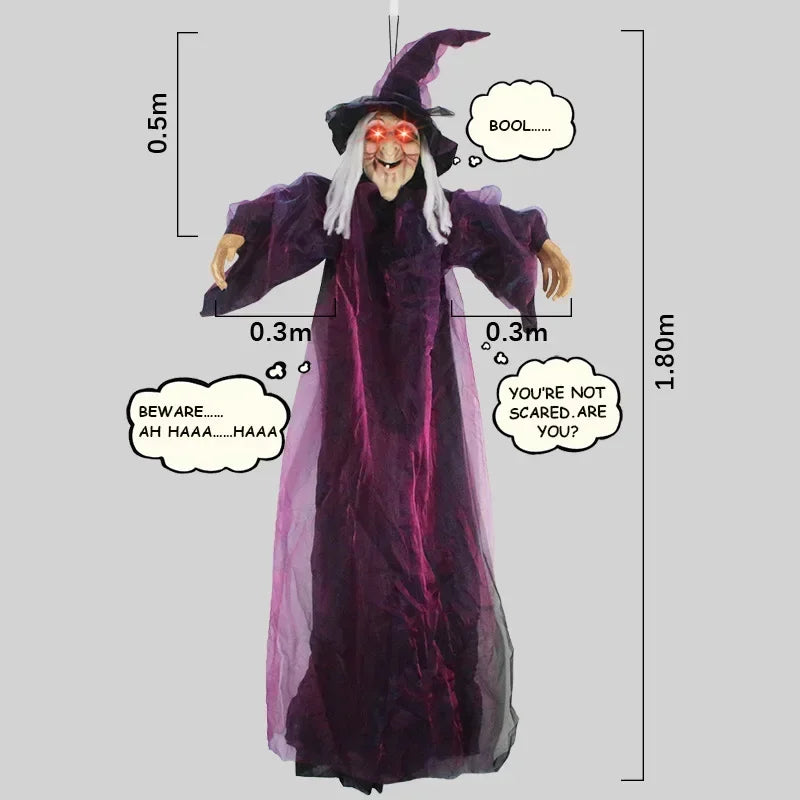 Halloween Witch Prop with Sound Effects and Glowing Red Eyes